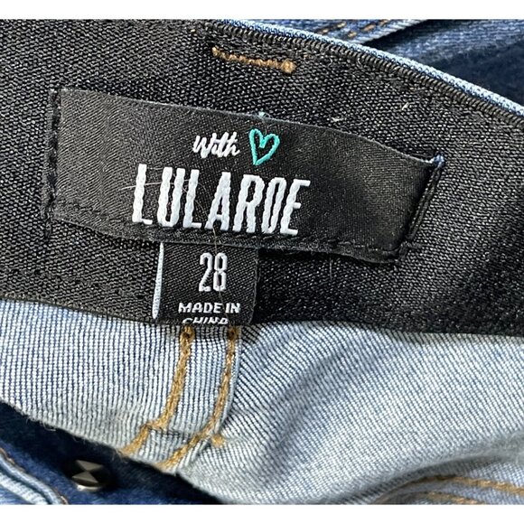 LulaRoe Skinny Jeans Medium Wash Fading Size 28 Stretch - Picture 3 of 5